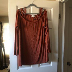 🏷️NWT:  Amber Rib Long Sleeve Top in Cinnabar -Size 3X